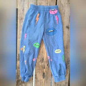 CHOR SZ 5 VGUC BLUE w/ LIPS 💋 print loose fit super soft loose fit sweatpants